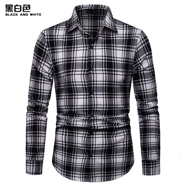 

plaid shirt 2019 new autumn sprnig red checkered shirt long sleeved business programmer chemise homme male check shirts, White;black