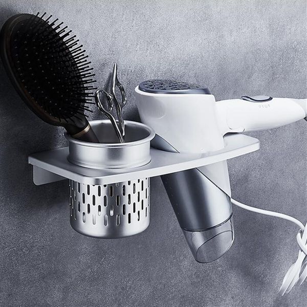 

excellent quality wall mounted hair dryer drier comb holder rack stand set storage organizer household use