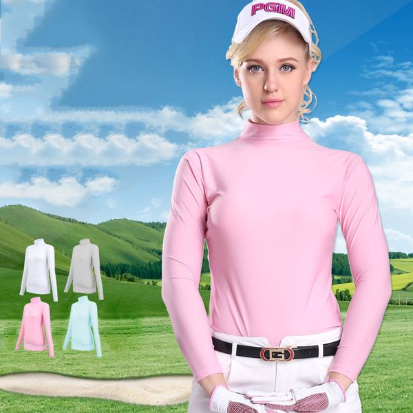 

pgm women golf long sleeve sport clothing woman wear t-shirt sunscreen uv breathable nylon clothes outdoor female golf apparel, Black;blue