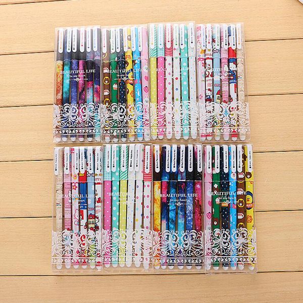 

dots star series colored gel pens for writing cartoon 0.38mm roll pen kids gift four types optional escolar 10sets 6 pcs/set