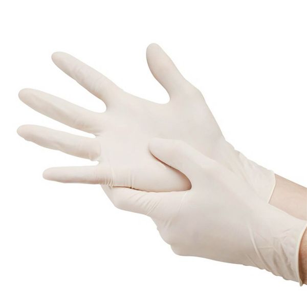 

2020 dhl латексные экзаменационные перчатки одноразовые белые нескользящие перчатки кухня водонепроницаемый порошок бесплатно домашняя посуд