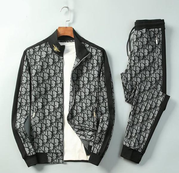 

spring autumn tracksuit slim sailor collar casual zipper luxury tracksuit cardigan mens designer tracksuits asian size -3xl, Gray