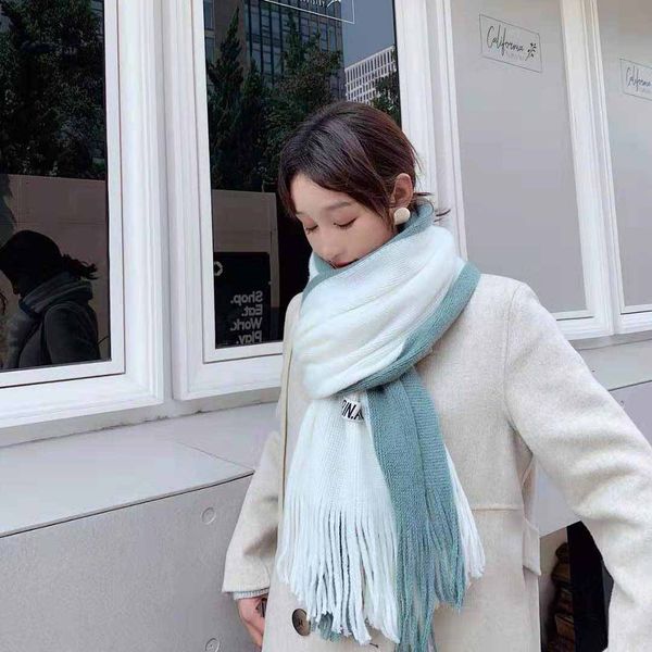 

female autumn and winter thickening joker students long warm winter girls new wool neck neck soft sister, Blue;gray