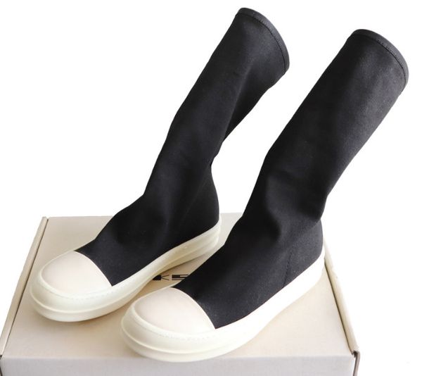 

new list fashion sub-19ss bottom line tpu elastic canvas couple short buskin boots factory outlet persional high shoes, Black