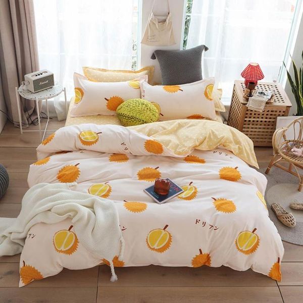 

simple durian fruit ins bedding sets microfiber brush polyester bedlinens twin full  king duvet cover set pillowcases