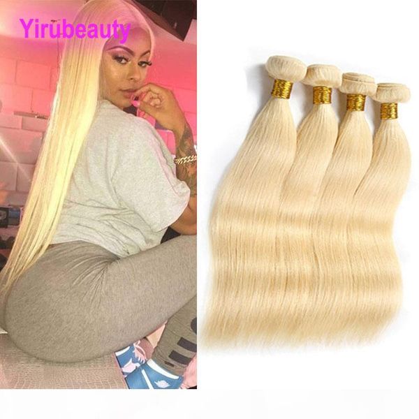 

brazilian virgin hair 4 bundles unprocessed human hair extensions 10-30inch blonde 613# color straight body wave hair wefts 613#, Black