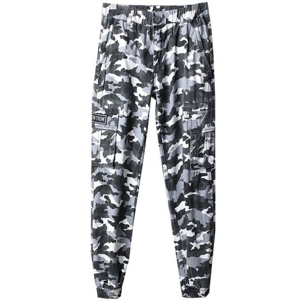

2019 fashion casual camouflage fashion micro-elastic white print slim hip hop jeans men casual straight pants, Blue