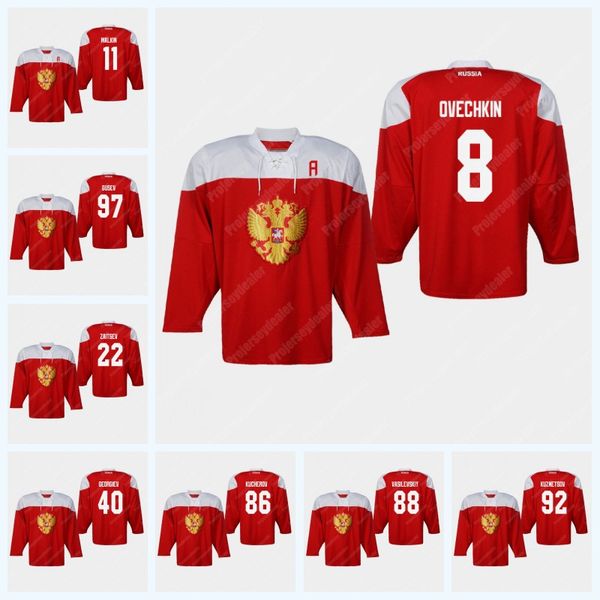 

Russia 2019 IIHF World Championship Jersey 86 Nikita Kucherov Alexander Ovechkin Evgeny Kuznetsov Andrei Vasilevskiy Nikita Nesterov