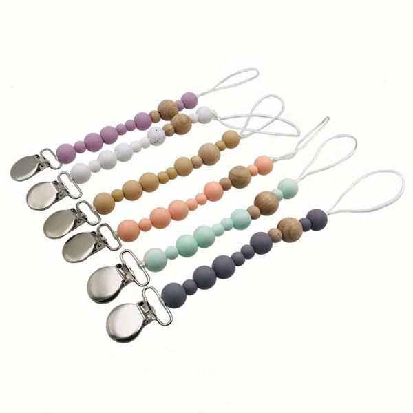 Baby Pacifier Clip Chain Wooden Holder Leash Strap Nipple Holder For Infant-Feed