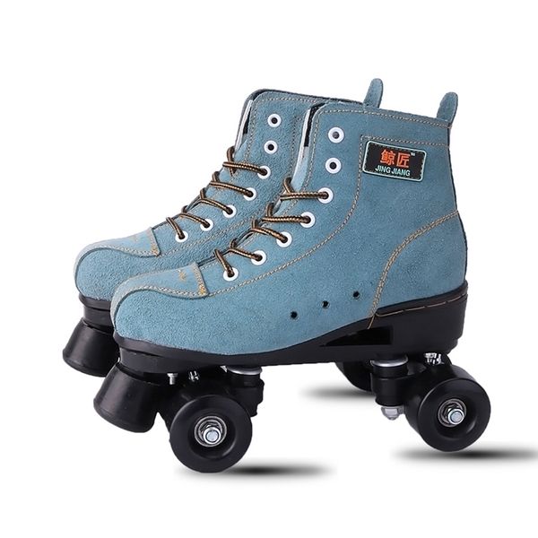 

artificial leather roller skates green double line skates men two line skating shoes patines with black pu 4 wheels