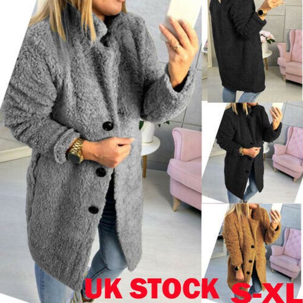 

2019 новых женщин зима теплая шерсть пальто дамы случайные кардиган пальто, Black;white