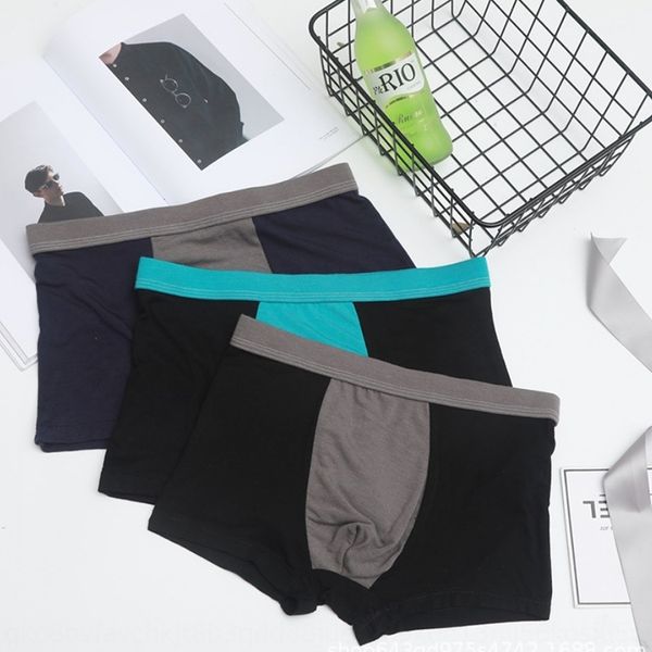 

5 yuan model men's modal wide waist contrast color boxer 5 yuan model men's modal wide waist underwear contrast color boxer underw, Black;white