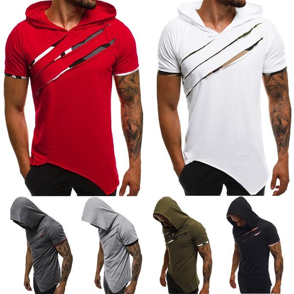 

brand men t shirt tshirt streetwear stranger things fashion short sleeve summer casual patchwork slim short sleeve hooded size m-3xl, White;black