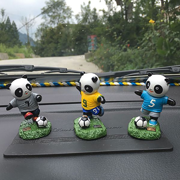 

car ornament football panda doll cute resin automobile interior dashboard soccer panda figures home furnishing accessories gifts