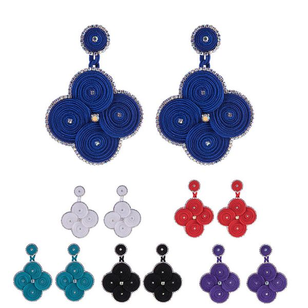 

kpacta new design soutache handmade pendant earrings retro ethnic style jewelry women's fine pendant earrings gift, Silver
