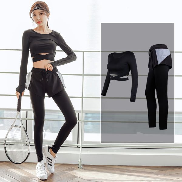 

new set women's yoga bra sport suit quick dry 5 piece shorts female short-sleeve long pants outdoor sportswear suit fitness, White;black