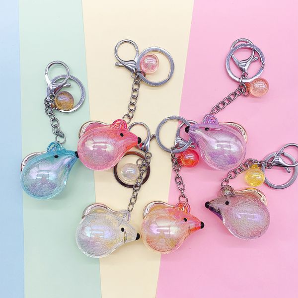 

women keychain crystal lovely mouse key chain zinc aolly animal novel key ring colorful car keychains bags pendents 2019 news, Silver