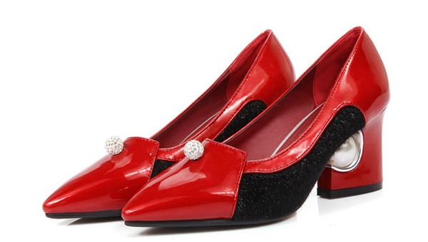 

women's shoes in spring and autumn high coarse heel pointed end, Black