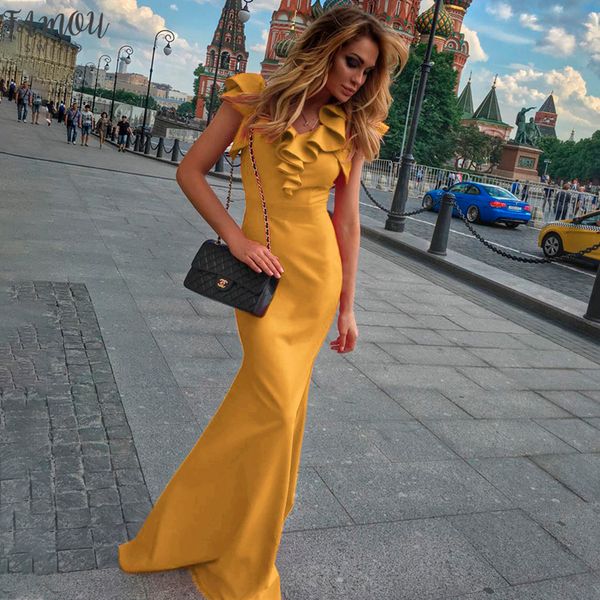 

women long maxi dress mermaid ruffles evening party dress elegant yellow green women autumn dress vestido de fiesta robe mc-2870, Black;gray