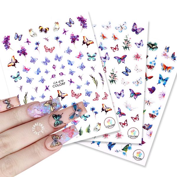 

3d nail sticker beautiful butterfly nail sticker viscosity transfer decals decoration art accessories diy design, Black