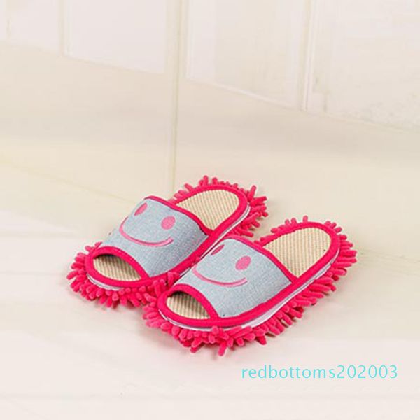 

wholesale-cotton smile pattern slippers multifunctional lazy clean mop slippers home shoes r03, Black