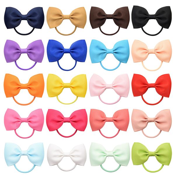 

baby 1 pcs fashion small elastic rubber band head rope mini solid ribbow bow tie for girls hair accessories 023, Slivery;white