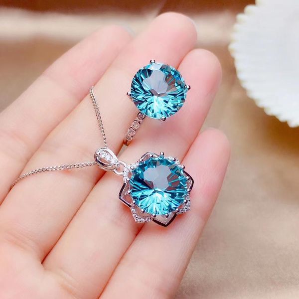 

classic sparkling blue crystal ring for women with silver, Black