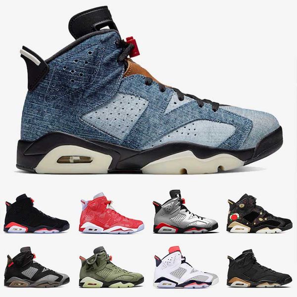 

brand 6 6s jumpman washed denim new basketball shoes vi travis psg cny 3m trainers champion tinker gatorade sports sneakers size eur 40-47