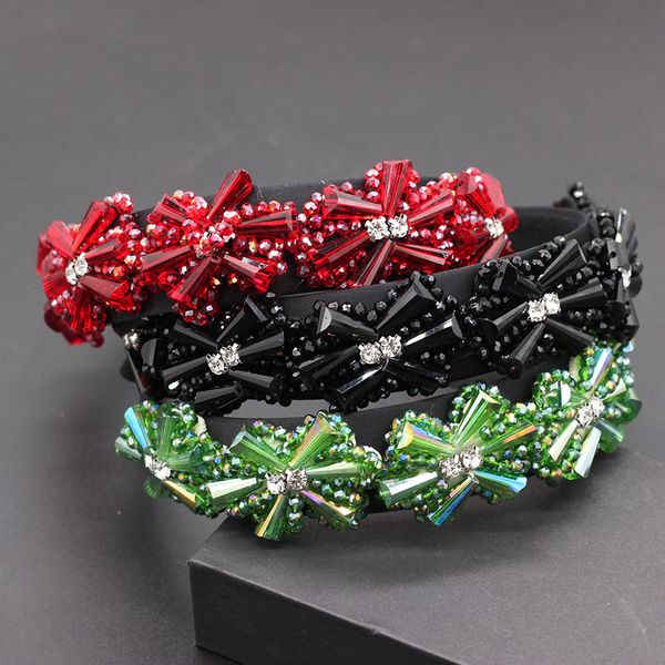 

new european and american baroque crystal hand-stitched headband exaggerated personality dance party catwalk headband 648, Golden;white