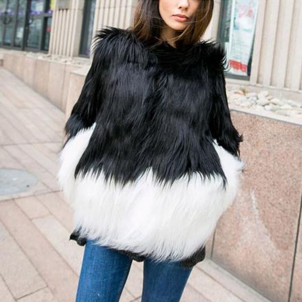 

furry women faux fur coats 2019 women winter retro fake fur coat outwear short big flurry black femme jackets m739