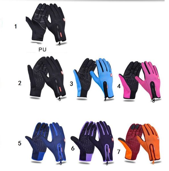 

outdoor warm full finger gloves polar fleece capacitive touch screen gloves for smart cellphone winter waterproof bike cycling ski glove, Black