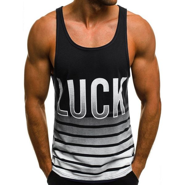 

monerffi 2019 new mens sleeveless tank letter striped printed summer tee o neck men fashion casual tank top, White;black