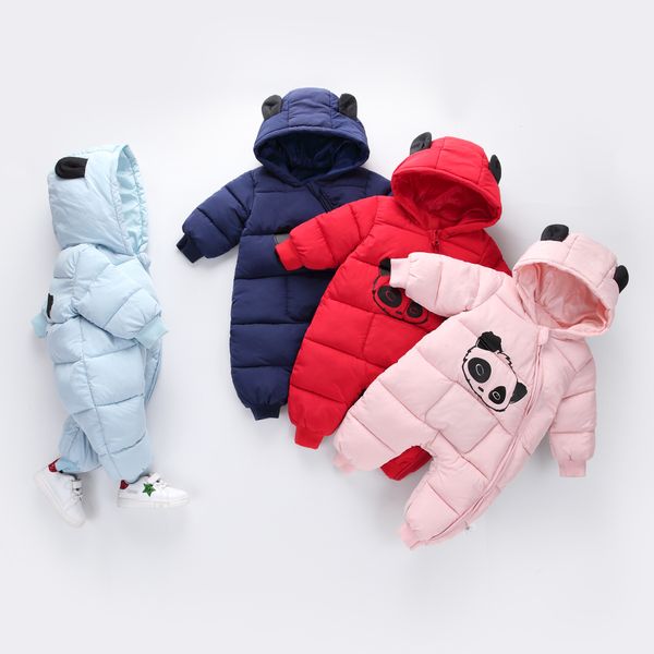 

baby boy girl clothes 2019 new born winter hooded rompers thick cotton outfit newborn jumpsuit children costume toddler romper, Blue