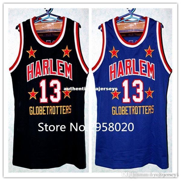 

custom #13 wilt chamberlain harlem globetrotters basketball jersey black blue embroidery stitched custom any number and name jerseys