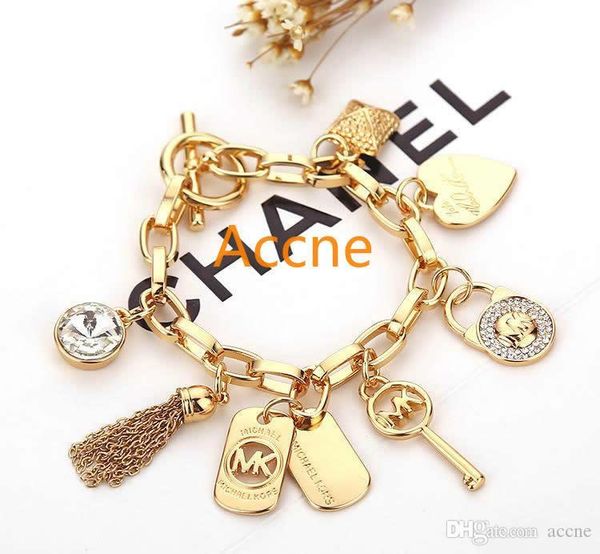 

Luxury Bracelets With Love Heart Gem 925 Sterling Silver Gold Plated Pendants Charm Bracelets Bangle Jewelry For Men Women B029