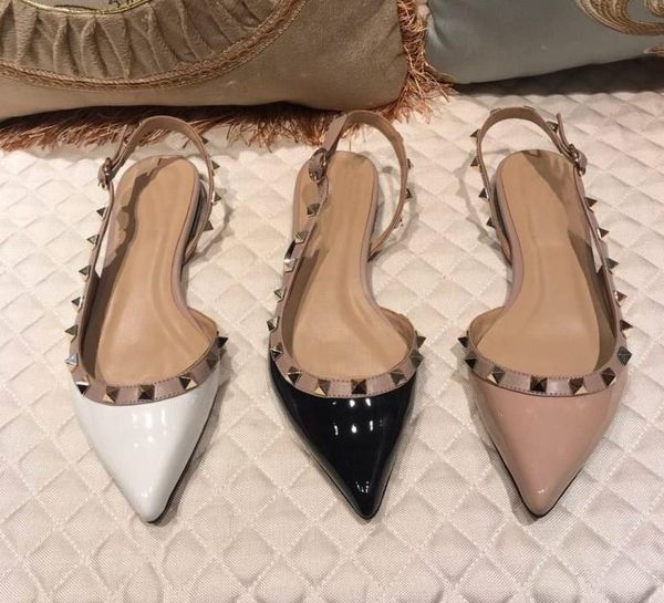 

Fashion trends rivet element women s shoes Imported cowhide Lining sheepskin footings cool dazzle Women s flat rivet