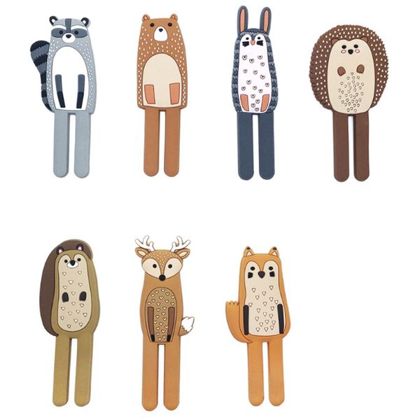 

7pcs cute animals magnetic hooks removable decorative fridge sticker refrigerator message magnet coat hanger key holder storage