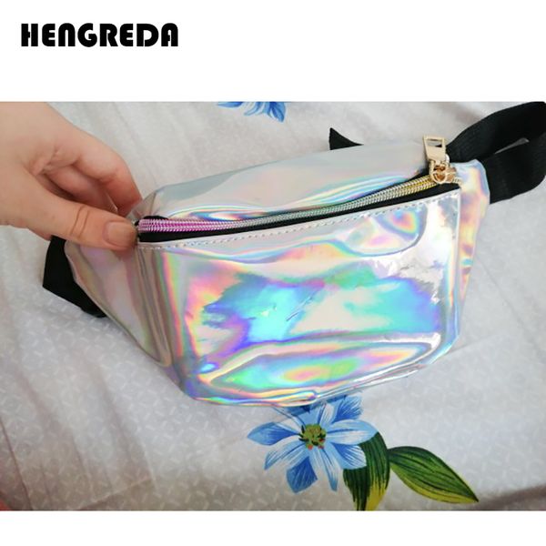 

2019 holographic waist packs laser bag shoulder women travel bag hologram fanny pack slim shiny neon pu bum belt leather