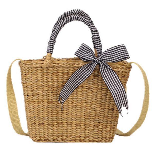

asds-summer new straw bag bow hanging diagonal handbag tote wild fashion beach bag