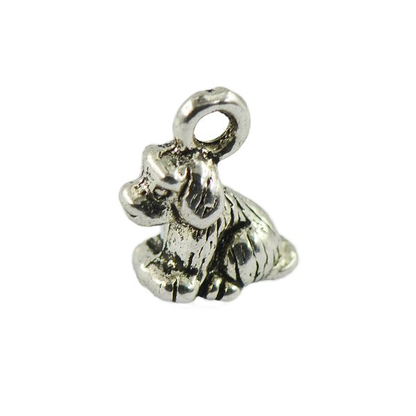 

tibetan silver 3d puppy dog charms pendants for jewelry diy making pack of 50, Black