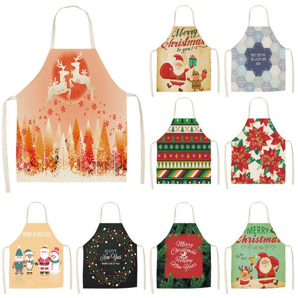 

1pcs christmas apron pinafores cotton linen aprons 53*65cm woman bibs for home kitchen cooking baking accessories cm1006