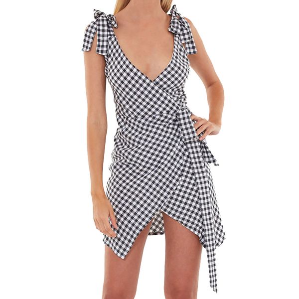 

jaycosin ladies dresses dresses party night club dress 2019 casual polyester loose sleeveless strap striped v-neck dress, Black;gray