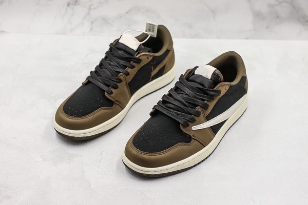 

new travis scotts x 1 low og 1s kicks mens basketball for men sports shoes designer sneakers trainers size 46, Black