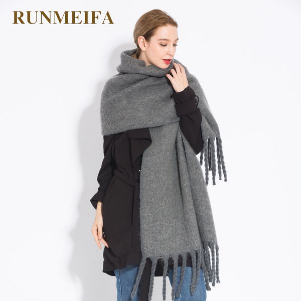 

runmeifa] совершенно новые женщины платок шарф осень зима щедрых sjaals моды акриловые серого цвета кисточкой шаль согреться