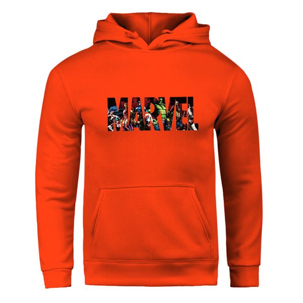 

spring man yellow hoodies young teens street shirt lovers' cloth marvel letter print fleece hooded pullover clothing, Black