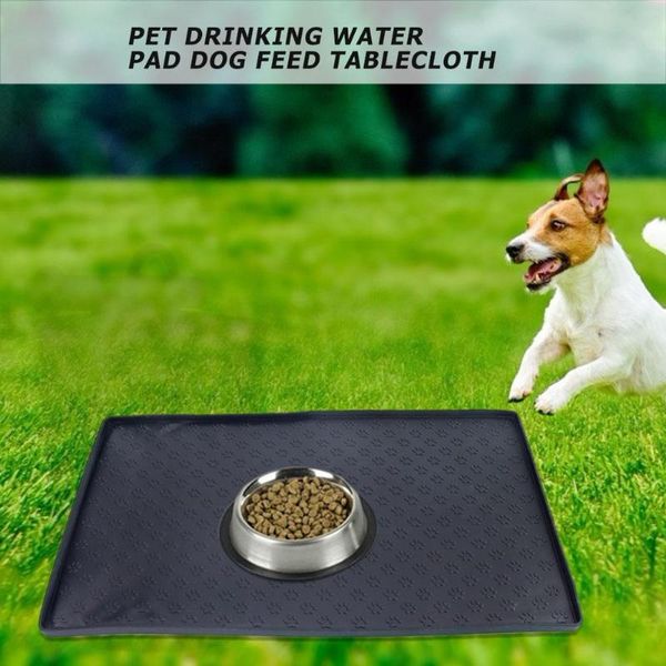 

dog footprint dog cat silica gel environmental protection pad pet anti-slip drinking placemat washable accessories 48x30cm