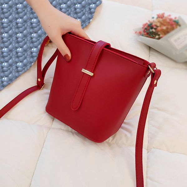 

fashion handbags women one-shoulder bucket bag pure color leather purse ladies crossbodys bag designer shoulder sac#h10