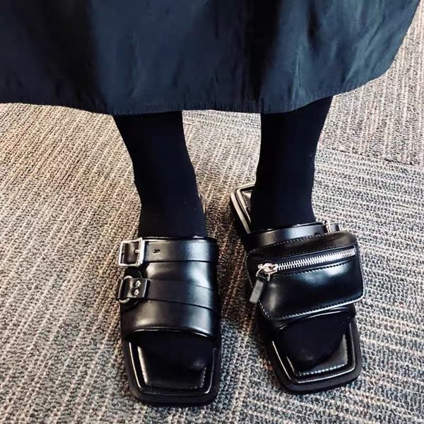 

sandals 2021 summer casual women metal decoration fashion low heels quality leather outdoor open toe cozy woman shoes, Black