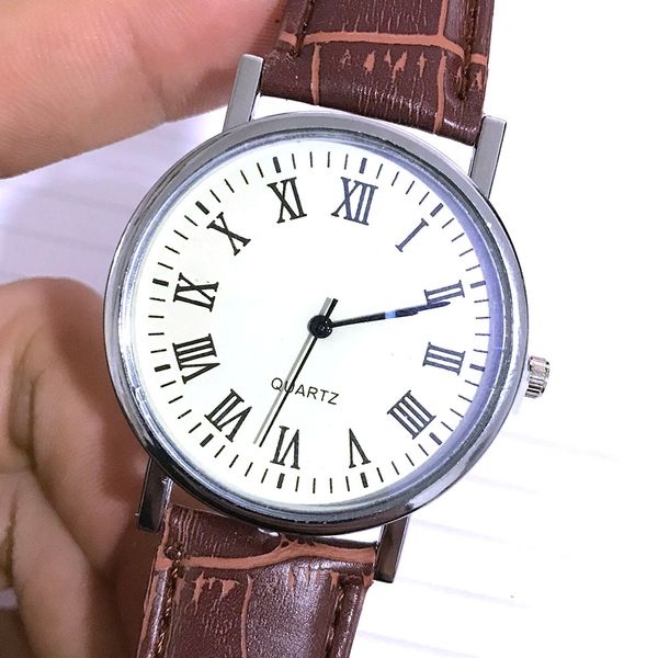 

2019 men watch geneva men brown leather analog quartz sport watch male relogios masculino hombre hour clock relogio, Slivery;brown