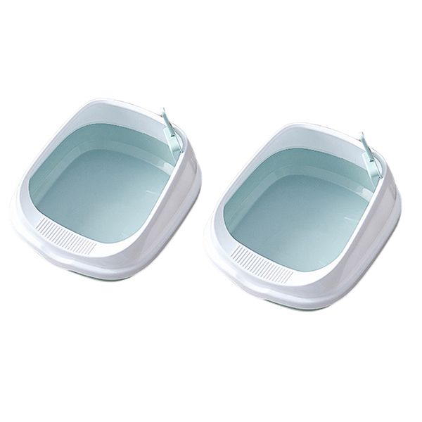 

2x plastic toilet bedpan cats litter box cat dog tray w/ scoop toilette